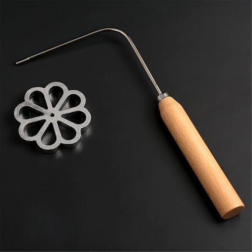HAJHI Kekse Briefmarken Bunuelos-Form mit Griff Leichtes Auslösen Aluminium Rosetteneisen Braten Feinschmecker Waffeln Torte Kruste Rosettenwaffeleisen Backen(Flower-2pcs set)