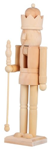 MOBUTOFU Figurina Schiaccianoci Fai Da Te in Legno Non Finita 38 Cm, Decorazione Artigianale in Legno Liscia Per Pittura Personalizzata, Ornamento Natalizio Per Casa, Ufficio, Scuola e Dormitorio