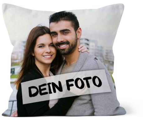 Personalisiertes Fotokissen mit je 1 Foto für Vorder- und Rückseite - Samtkissenbezug mit Fotos - Geschenk Valentin, Geburtstag 2 Fotos 50 x 50 cm