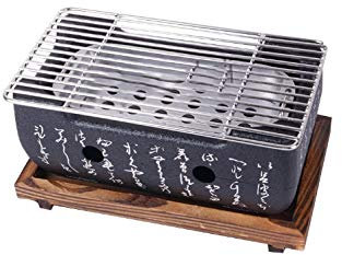 Barbecue da tavolo all'aperto in acciaio inox stufa giapponese tipo con tappetino in legno forno portatile a carbone