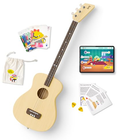 Loog Chitarra acustica professionale a 3 corde e app di accompagnamento per bambini, ragazzi e principianti (naturale)