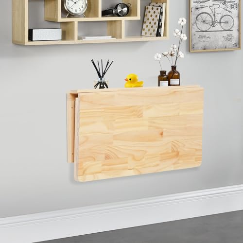Mesa plegable de pared, mesa plegable de pared, mesa de ordenador, escritorio de pino, ahorro de espacio, mueble para caravanas, almacén, garaje, salón, dormitorio, etc. (80 x 50 x 30 cm)