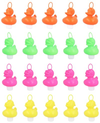 eMKay® Pack of 20 Neon Weighted Ducks with Hooks – 7 cm Plastic Hook-a-Duck Game Toys in 4 Assorted Colours for Fundraisers, Fairs & Party Games