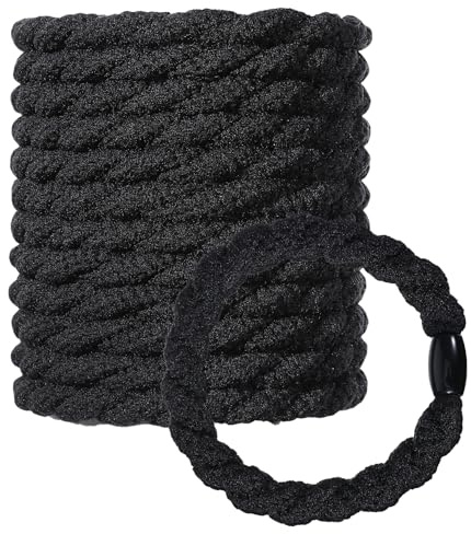 12 st hårsnodd för män, hårband svart av slitstark nylon med 4-vägs stretch för sport och vardag, halkfritt grepp, snyggt armband