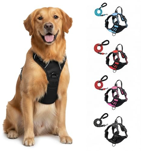 Geschirr, Anti-Zieh Hundegeschirr mit Step-in Design – Atmungsaktiv & Gepolstert – Für entspanntes Spazierengehen – Kontrolle ohne Ziehen – Für Hunde jeder Größe (Black XL)