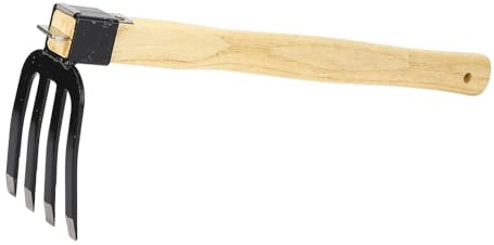 Râteau à main de jardin avec manche en bois, fourchette à houe combinée pour le concassage et l'aération du sol