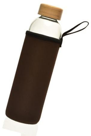 Botella de agua de vidrio premium de 750 ml con cubierta de bambú y protecciones térmicas Botella de agua de vidrio con de bambú aislada con contenido de borosilicato