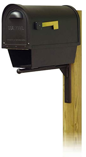 Special Lite Classic Curbside Mailbox with Newspaper Tube and Ashley Front Single Mailbox Mounting Bracket - TC-ASH-FS-2008-BLK