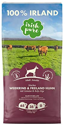 Irish Pure Trockenfutter Adult | 1,5kg | Weiderind & Freiland-Huhn mit Kelp-Alge | Hoher Fleischanteil | Getreidefrei | Sensitiv | Hundetrockenfutter | Hundefutter für alle Rassen