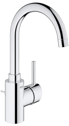 GROHE 32138002 Concetto Single-Handle Bathroom Faucet, Starlight Chrome | Bathroom Sink Faucet: Single Hole Vanity Faucet,Water-Saving, Drip Free SilkMove Ceramic Valve,Metal Lift Rod Drain|32138002