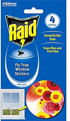 Raid Fly Trap Window Stickers, Fly Killer for Indoor Use, Non Toxic and Insecticide Free Formula, Pack of 1 (4 Stickers)