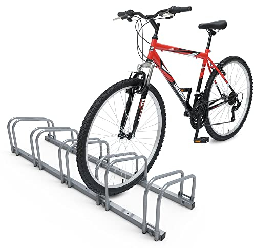 VOUNOT® Rastrelliera per Biciclette, Rastrelliera Portabici, Installazione a pavimento e parete, 5 Posti, Argento
