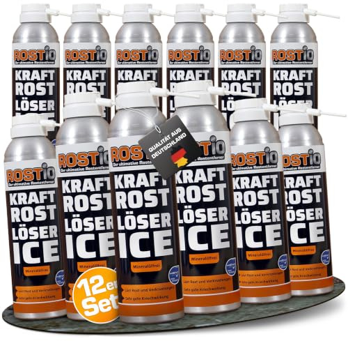Rostio Kraft Spray Ice - Dégraissant de rouille - Extrêmement puissant - Pour vis - Écrous - Voiture - Vélo (12 pièces)