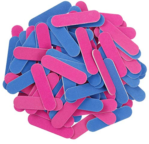 RosewineC 100 stücke Profi Nagel Feilen,Professionelle Care Nagelfeilen,Gerade Körnung,Doppelseitige Einweg Nagelfeile,Professionelle Care Mini Nagelfeilen for girl