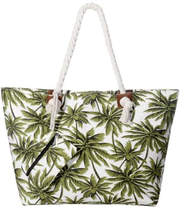 MASADA Badetasche XXL Familie Strandtasche Damen Beach bag groß mit Reißverschluss - Palmen