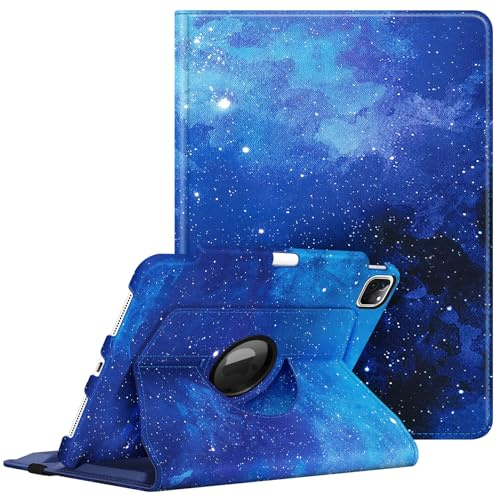 FINTIE Étui Rotatif Compatible avec iPad Pro 11 (2022/2021/2020/2018, 4e/3e/2e/1ère génération) – Support pivotant à 360 degrés avec Porte-Crayon, Veille/réveil Automatique, Ciel étoilé