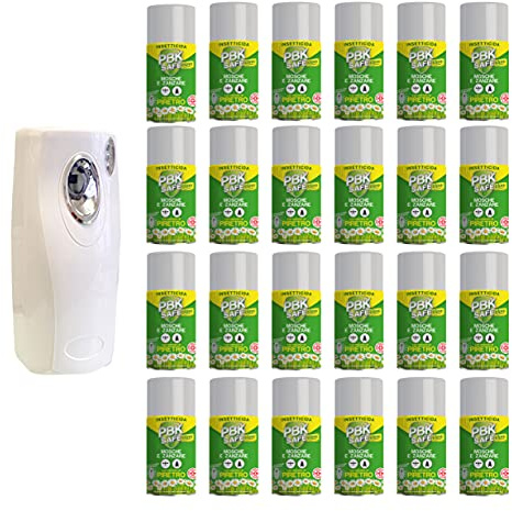 CLOVY PBK Safe Home INSETTICIDA AEROSOL 250 ML con PIRETRO Naturale Stop a Mosche E ZANZARE 1 Pezzo (24 BOMBOLE + EROGATORE)