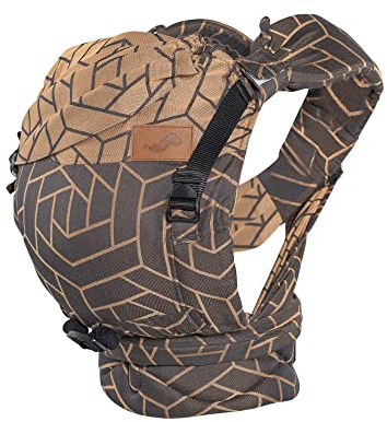 SCHMUSEWOLKE HalfBuckle Maxi - Babytrage für Babys und Kleinkinder (10-24 Monate, 6-16 kg) - BIO-Baumwolle mit Modal & Seide - Graphic Copper