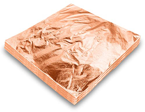 100 hojas de cobre de 14 x 14 cm, hojas de oro para arte, dorado, manualidades, pinturas, decoración de muebles del hogar, proyectos de arte de uñas y bricolaje (oro rosa, 100 hojas)