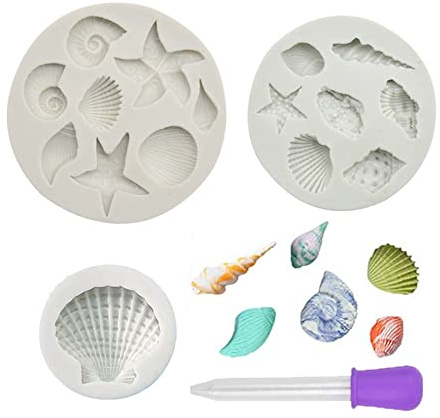 3 moldes de silicona de conchas marinas para fondant de estrella de mar para fondant, erizos de mar, herramientas de horneado hechas a mano, para decoración de pasteles temáticos, galletas, chocolate