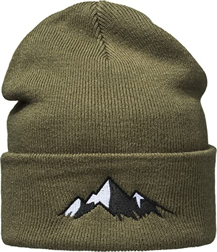 Baddery Beanie - „Alpengipfel“ - Bestickte Strickmütze | Warme Wintermütze für Herren & Damen