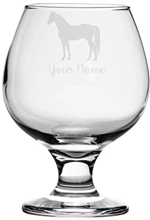 Personalised Horse Engraved Brandy Snifter Glass, Animal Gift for Women, Gift for Men