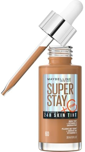 Maybelline New York - Fond de Teint Fluide - Glow & Soin de la Peau - À la Vitamine C - Longue Tenue 24H - Formule Vegan - Superstay Skin Tint - Teinte : 60 - 30 ml