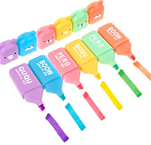 TIESOME 6 Pack Highlighter Pen, Aesthetic Cute Highlighters Cream Colors Chisel Tip Highlighter Marker Water Based Quick Dry No Bleed for Bible Study Notes School Office