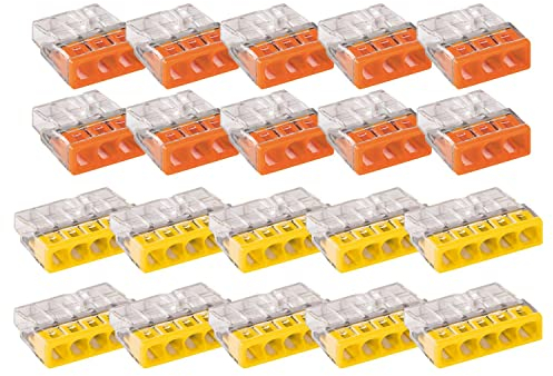 Vasalat WAGO 2273 Klemme 3/5adrig 2,5mm²Set Verbindungsklemmen, transparent/orange/gelb/lichtgrau