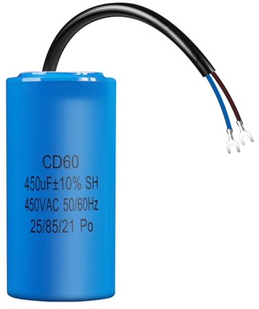 ANGEEK CD60 AC 450V 450uf 50/60HZ Kondensator, elektrischer Kondensator, Motorstartkondensator mit Kabel, für Kühlschrank, Motor, Pumpe, Generator