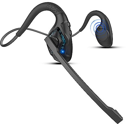 iDIGMALL Bluetooth 5.3 Headset with Microphone, Open Ear Headphones w/Noise Cancelling Mic for Phone PC Computer Laptop, Lightweight & Comfortable Wireless Headset for Office Driving Working Home,10H