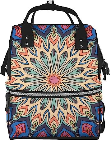 ARCOFF Retro Ethnische Mandala Muster Wickeltasche Windel Rucksack für Frauen Männer Mode Reisetaschen Casual Daypacks Rucksack, mehrfarbig, One size