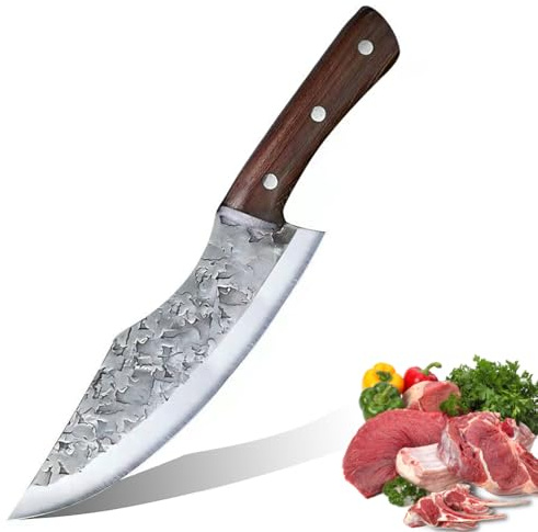 COOSNUG Benkniv, läderkökskniv, handsmidd kockkniv, damast professionell kockkniv, japansk slaktkniv, utomhus matlagning grillkniv