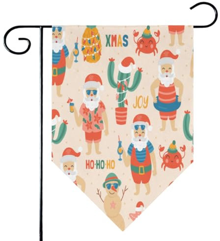 Bandiera da giardino con Babbo Natale, pupazzo di neve, cactus, 71 x 101 cm, esterna, doppia faccia, verticale, piccola bandiera per cortile, stagione, casa vacanze, inverno, primavera, decorazione