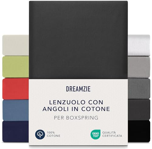 Dreamzie Premium fitted sheet, 140 x 200 cm, 160 x 200 cm, 37 cm side height, also for box spring bed and waterbed, bed sheet, box spring bed, 100% jersey cotton, 150 g/m², Oeko-Tex, dark grey