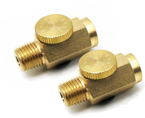 2pcs Brass In-Line Air Flow Regulator Adjustable 1/4 NPT Male & Female Air Inlet Volume Control Tool Valve