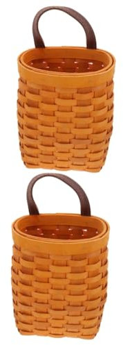 Amosfun Brotkorb Display Zum Aufhängen 2 Stück Holz Wandkorb Jute Hängewandkorb Wandhängekörbe Rattan Aufbewahrungskorb Gewebter Aufbewahrungskorb Gemüsekorb Korbgeflecht Pflanzkorb Seegraskörbe Leder