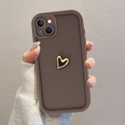Kueqeay Custodia per iPhone 15 6,1'', Cellulare Cachi Silicone Morbido Cover per telefono Aesthetic Modello Amore 3D Disegni Protezione Fotocamera Antiurto Case, 04