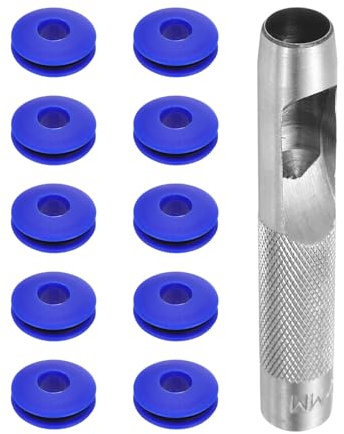 QUARKZMAN Kit d'Outils pour œillets, 12 mm, Plastique, Bleu, 11 Pcs | Ensemble d'œillets, Pinces à œillets Rondelles à œillets en Plastique Antirouille pour Bâche de Camion