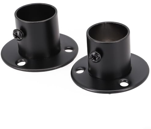 Jonikuper Kleiderstange für Kleiderstange, 2-teiliges Set, Edelstahl-Flansch, 19–32 mm Durchmesser, Schwarz (22 mm)
