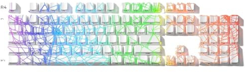 QPSJXN OEM Profile IMD-Tech Keycap Set 118 With Topographic Pattern Shine-Through Design(White Spider Web)