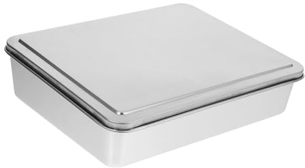 Hoement Stainless Steel Baking Sheets Rectangle Cake Pan Lid Metal Baking Pan Large Capacity for Tiramisu Cake Shop