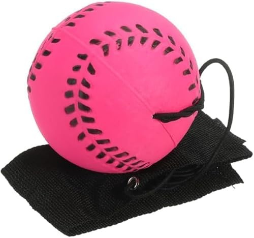 Opemg Rosaroter Baseball-Handgelenk-Rückkehrball, Gummi-Sportball mit Gurt und Schnur, Hüpfbälle Spielzeug auf elastischer Schnur, Spielzeug für Erwachsene, Handgelenkübungen, Spielen (4,8 cm)