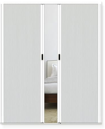 Porta a fisarmonica pieghevole invisibile, design bianco a nido d'ape, altezza 190-240 cm, ideale per cucina e bagno, soluzione salvaspazio senza fori, per grandi stanze aperte (60 x 200 cm)