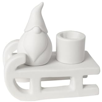 Storefactory Kerzenhalter Sture Schlitten mit Santa Keramik 9x5x9 cm weiß