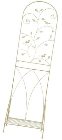 Enrejado de Jardín con Soporte para Plantas Trepadoras, Estructura de Hierro 180cm, Diseño Versátil Desmontable y Plegable, Acabado Blanco Rústico para Macetas, Balcón y Césped