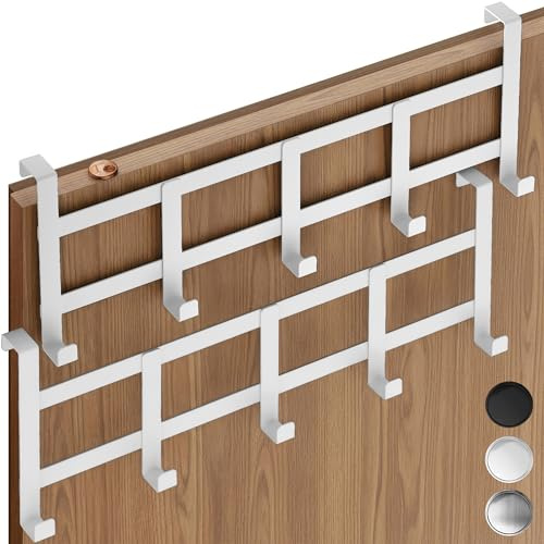 4smile Türgarderobe zum Einhängen – Mattweiß Türhaken universell verwendbar, flexible Kleiderhaken Tür - Vielseitige Haken zum Einhängen, platzsparende Türhakenleiste für gesamte Wohnung, 2er Set