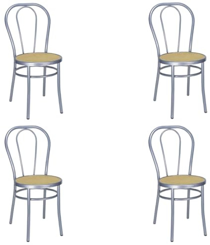 SEDIAOFFICE - 4 Sedia Cucina in Metallo Curvato, Elegante Sedia Sala da Pranzo, Giardino, Bar e Ristoranti Adatta per Uso Interno e Esterno, Pratica e Resistente Prodotta in Italia, Satinato