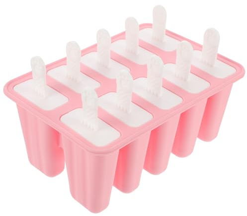 Toyvian Molde para Paletas de Silicona Alimentaria 10 Cavidades Color Rosa Reutilizable y Fácil de Limpiar Adecuado para Hacer Helados Caseros Verano
