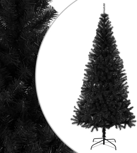 Refined Künstlicher Weihnachtsbaum mit Ständer Christbaum Tannenbaum Dekobaum Kunstbaum Weihnachten Dekoration Weihnachtsdeko Schwarz 180 cm PVC